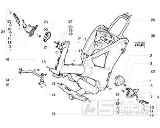 T18 Rám, stupačky - Gilera Ice 50ccm do 2005 (ZAPC30000...)