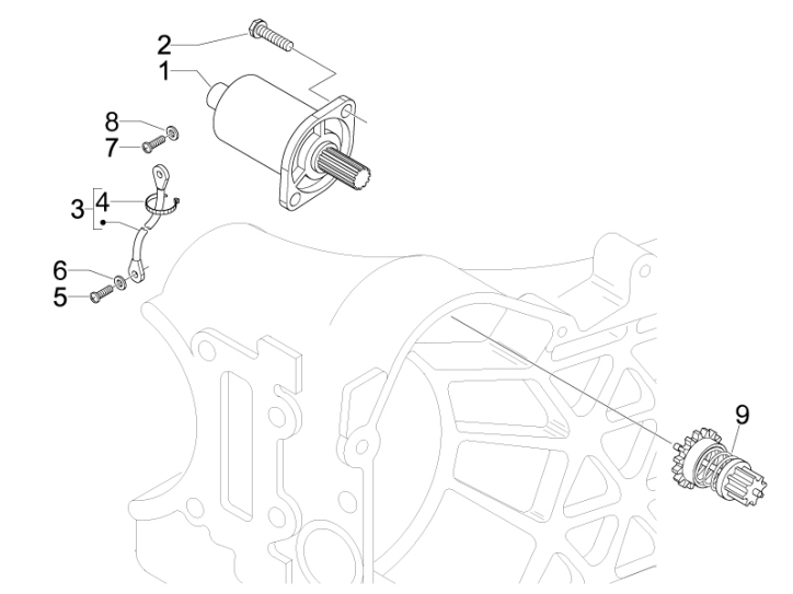 1.20 Elektrický startér motoru, nakopávací páka - Gilera Runner 50 PureJet ST 2008 (ZAPC46200)