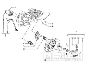 T12 Elektrický startér, nakopávací páka - Gilera Runner 50 Poggiali do roku 2005 (ZAPC36200...)