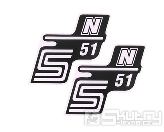 Nápis S51 N samolepicí fólie bílá 2 ks pro Simson S51 / S51 Enduro
