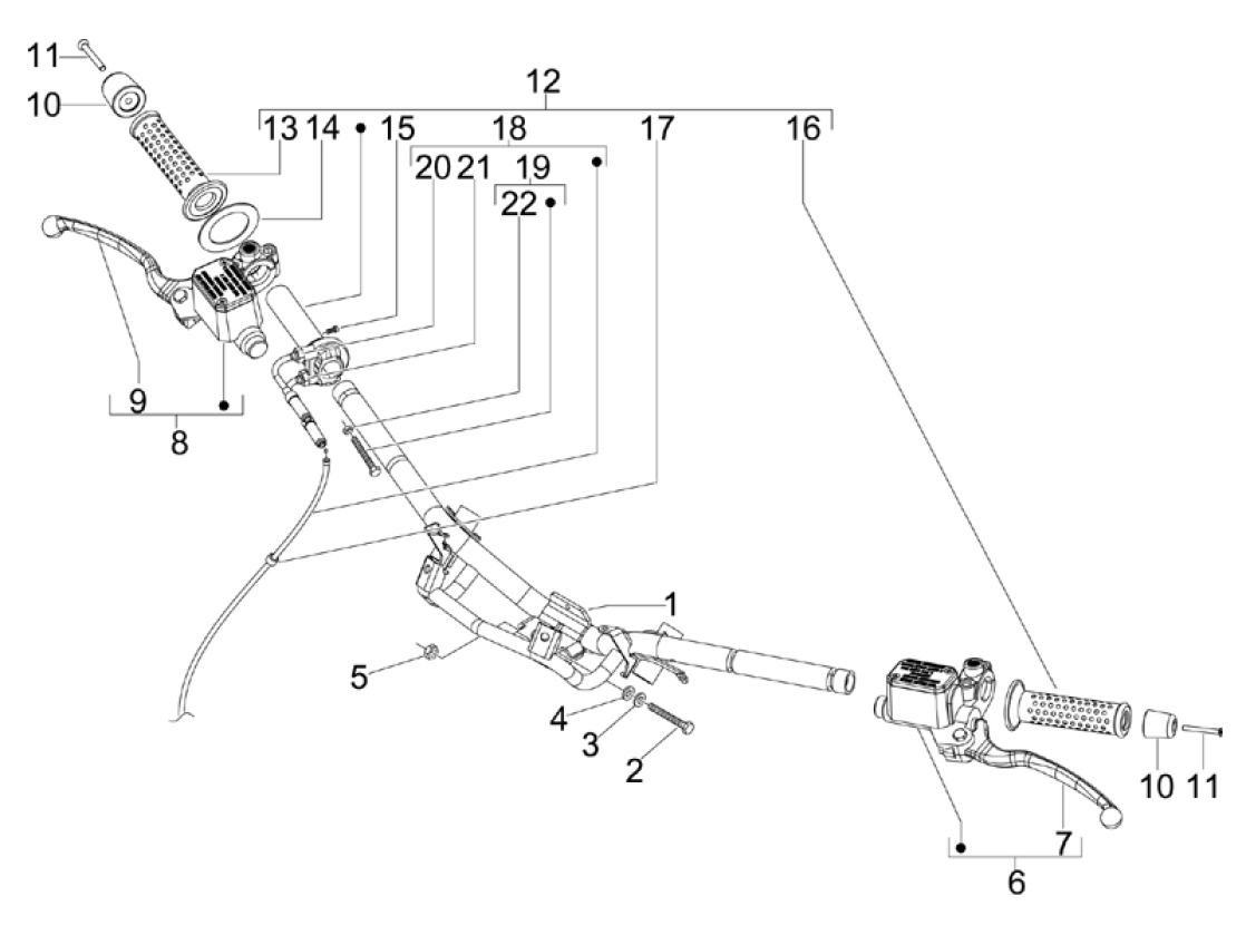 3.06 Řidítka, gripy, brzdové páčky - Gilera Runner 125 ST 4T LC 2008-2012 (ZAPM46301)