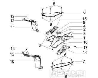 2.31 Středový plast, stupačky - Gilera Runner 50 SP 2007 (ZAPC461000)