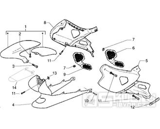 T24 Přední blatník, boční kapotáž - Gilera DNA 50ccm 2T 1998-2005 (ZAPC27000...)