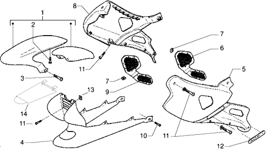 T24 Přední blatník, boční kapotáž - Gilera DNA 50ccm 2T 1998-2005 (ZAPC27000...)