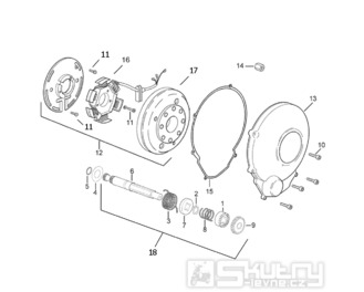 Motor – magneto dobíjení / hřídel startéru Minarelli AM6