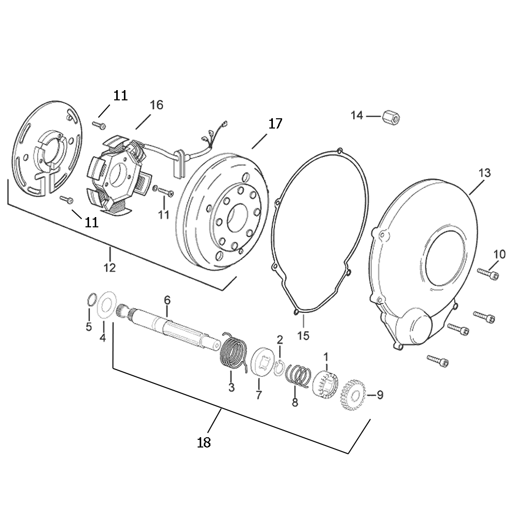 Motor – magneto dobíjení / hřídel startéru Minarelli AM6