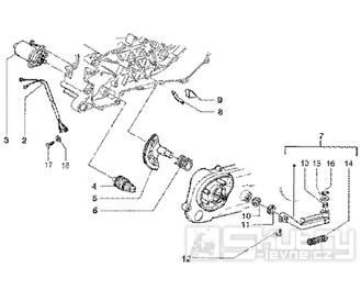 T12 Elektrický startér, nakopávací páka  - Gilera Runner 50 SP do roku 2005 (ZAPC36200...)