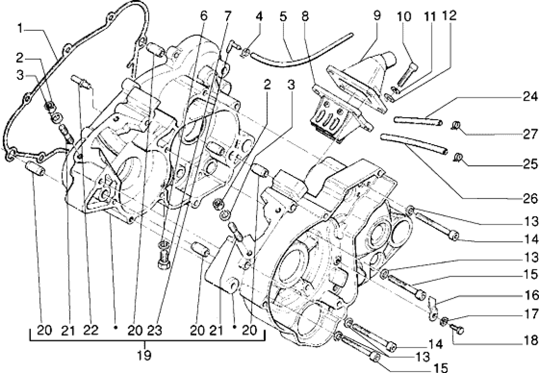 T2 Skříň klikové hřídele - Gilera RK 50 (VTBC 08000 0001001)