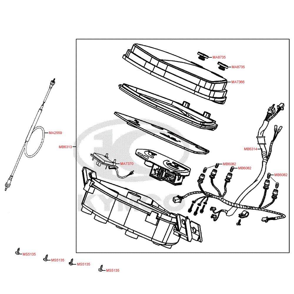 F02 Tachometr a náhon tachometru pro Kymco Super 8 125 [LC2U82000] (KL25CA) KC125T-B