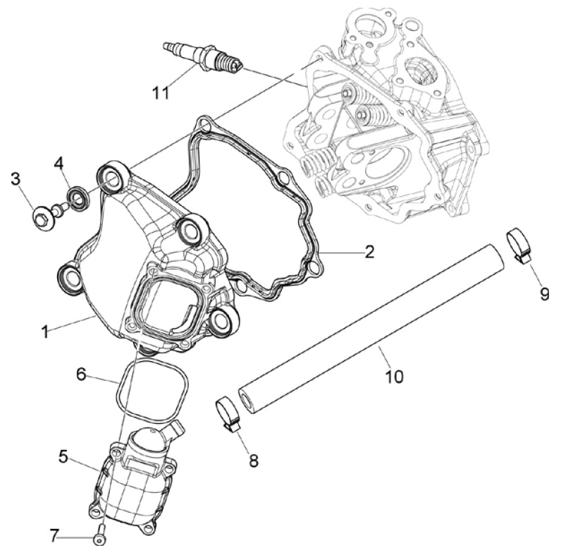 1.12 Kryt hlavy válce, zapalovací svíčka - Gilera Oregon 250 2007-2009 (RGEYN25D5)