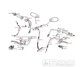 F03 Zrcátka, rukojetí, páčky, ovládací lanka - Kymco Zing 125 II