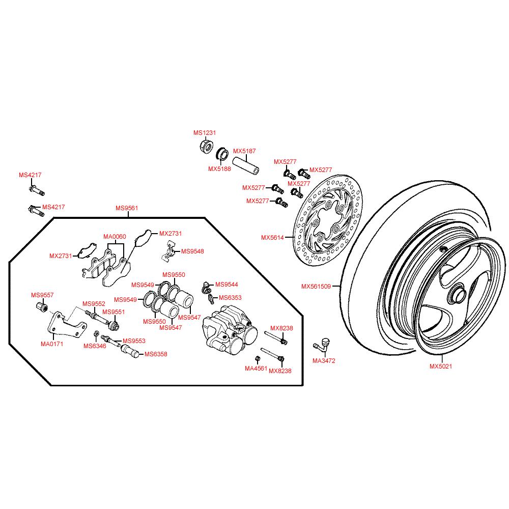 F08 Zadní kolo s brzdou - Kymco Grand Dink 125 E3