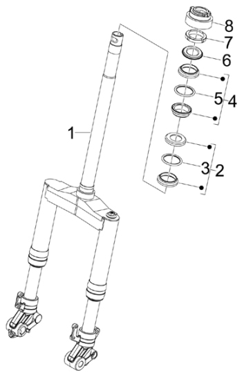 4.02 Přední kyvná vidlice, ložiska řízení - Gilera Runner 50 PureJet ST 2008 (ZAPC46200)