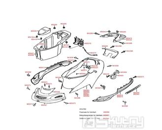 F12 Zadní kapotáž a úložný prostor pro přilbu - Kymco Heroism 125/150