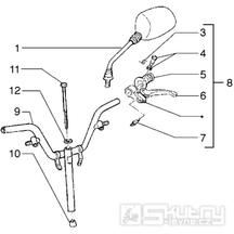 T34 Řidítka, levá rukojeť, brzdová páčka, zrcátko - Gilera Stalker 50 do roku 2005 (ZAPC13000...)