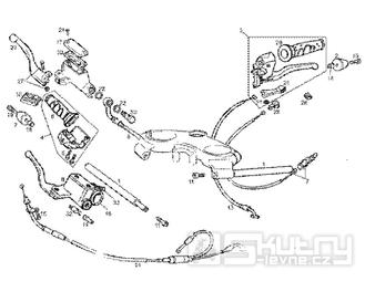 T19 Gripy, přepínače, brzdová páčka, spojková páčka, lanka - Gilera GPR 50ccm do 2005 (ZAPCGPRREB...)