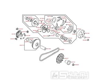 E05 Variátor a zadní řemenice - Kymco MXU 300 R