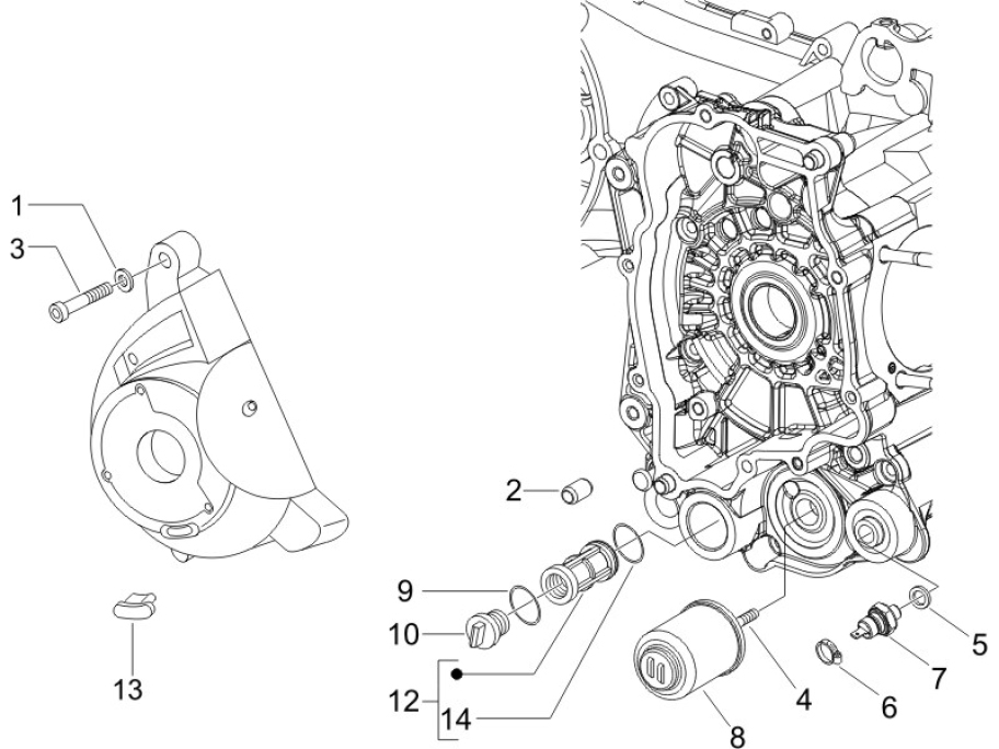 1.23 Kryt magneta dobíjení, olejový filtr - Gilera Runner 125 VX 4T 2005-2006 UK (ZAPM46100)