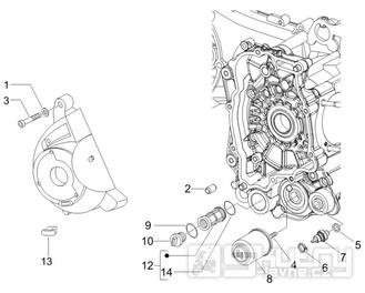 1.23 Kryt magneta dobíjení, olejový filtr - Gilera Runner 125 VX 4T 2005-2006 UK (ZAPM46100)