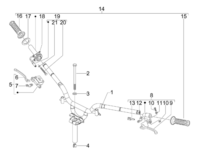 3.06 Řidítka, gripy - Gilera Stalker 50 2T 2008-2011 (ZAPC40100, ZAPC40101)