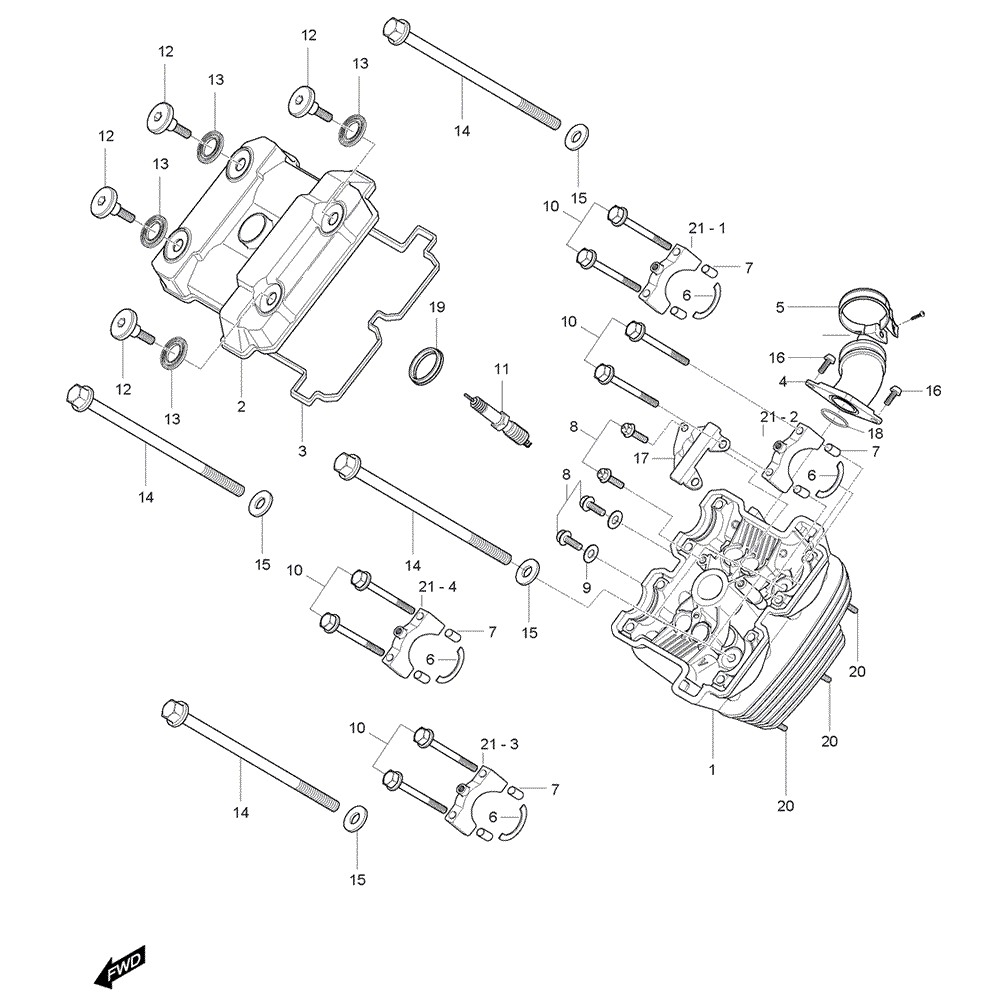 FIG01v Hlava válce přední - Hyosung GV 125M C Aquila