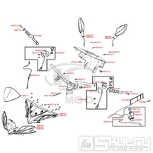 F03 Řídítka, zrcátka, bowdeny a kryt řídítek pro Kymco Super 8 125 [LC2U82000] (KL25CA) KC125T-B