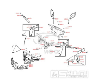 F03 Řídítka, zrcátka, bowdeny a kryt řídítek pro Kymco Super 8 125 [LC2U82000] (KL25CA) KC125T-B