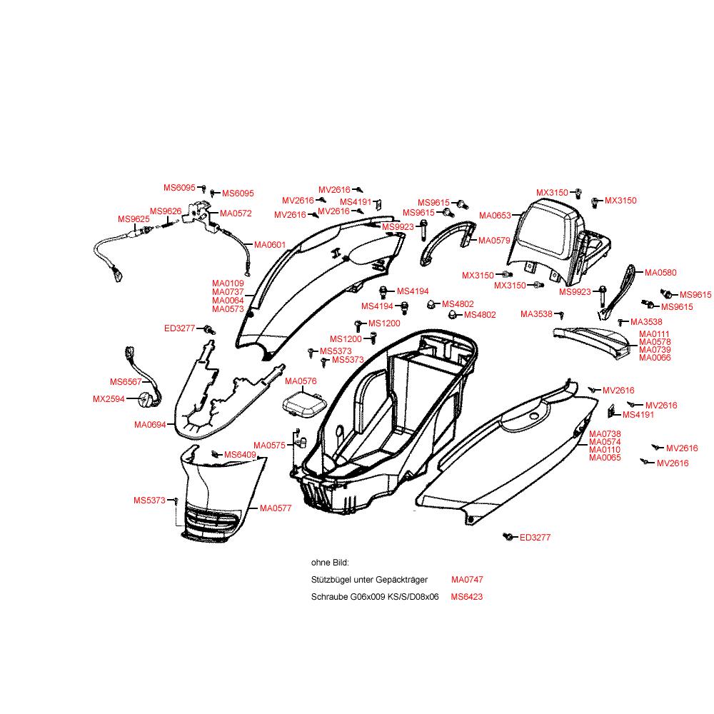 F12 Úložný prostor pro přilbu / Zadní kapotáž - Kymco Grand Dink 125