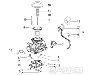 1.40 Karburátor (jednotlivé díly) - Gilera Runner 125 VX 4T 2006-2007 UK (ZAPM46300)