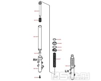 F06a Přední vidlice jednotlivé díly - Kymco Downtown 125i