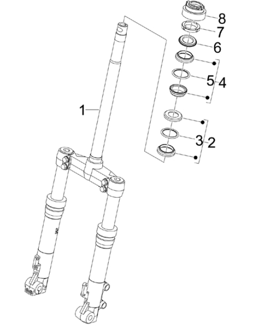 4.02 Přední kyvná vidlice, ložiska řízení - Gilera Runner 125 VX 4T 2007 (ZAPM46300)