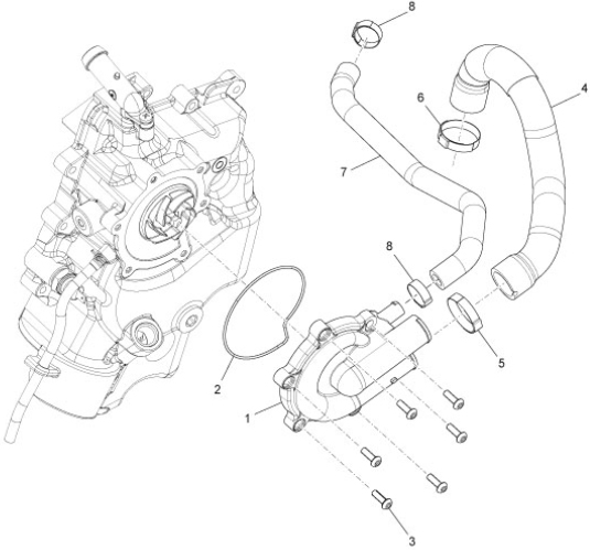 1.19 Kryt vodního čerpadla - Gilera Fuoco 500ccm 4T-4V ie E3 LT od 2013 (ZAPM83100...)