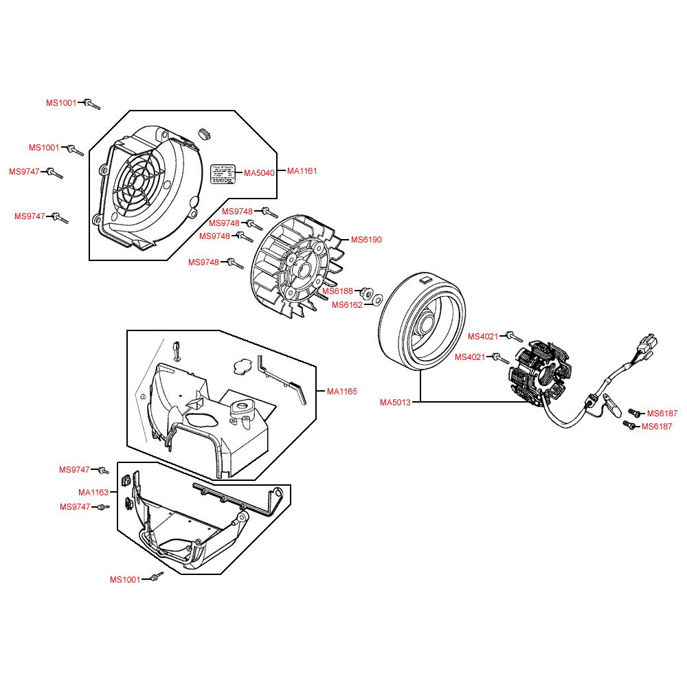 E08 Ventilátor / magneto dobíjení - Kymco Agility 125 MMC