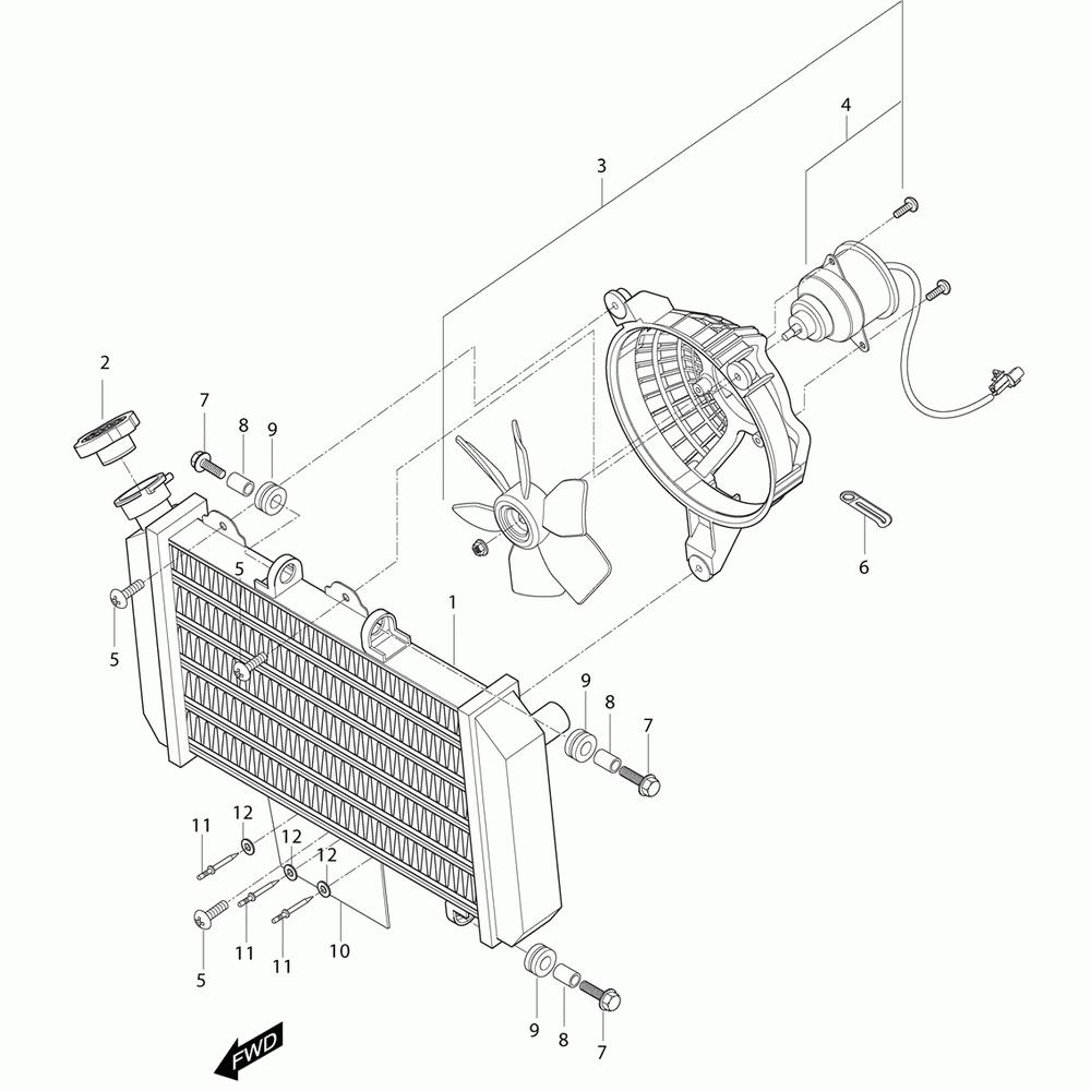 03 Vodní chladič / Ventilátor - Hyosung GT 650i N (Naked)