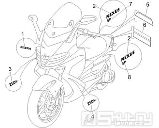 2.38 Samolepky, loga - Gilera Nexus 250 SP 4T LC 2006-2007 UK (ZAPM35300)