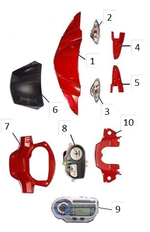 Tachometr, blinkry, krycí plasty řidítek - Kentoya Viron 125ccm