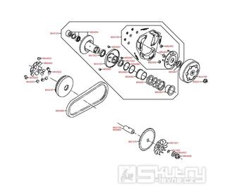 E06 Spojka / variátor / řemen variátoru - Kymco Filly 50 4T