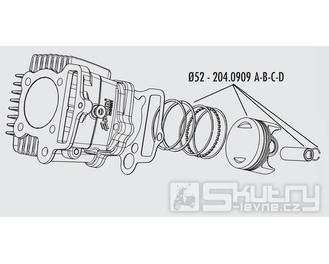 Pístní sada Polini (B) - Honda XR 50 4T 2V - Ø 52 mm