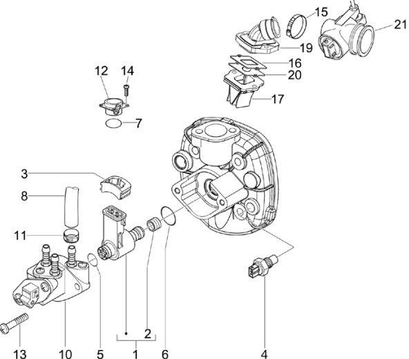 1.36 Škrtící klapka, vstřikovač - Gilera Runner 50 PureJet 2010-2011 (ZAPC46200)