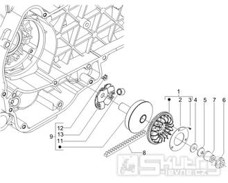 1.13 Řemen variátoru, variátor - Gilera Runner 125 VX 4T 2006-2007 UK (ZAPM46300)