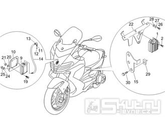 6.06 Regulátor napětí, zapalovací cívka a kabel - Gilera Nexus 250 4T LC 2007 (ZAPM35300)