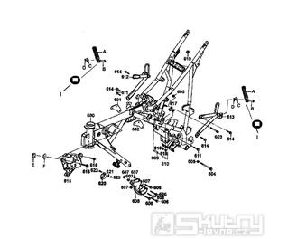 F24 Rám / Držák motoru / Stupačky - Kymco STRYKER 125 [AF25AA / AB]