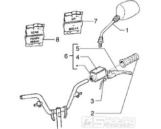 T39/A Levá rukojeť, brzdová páčka, zrcátko - Gilera Runner 50 do roku 1999 (ZAPC14000)