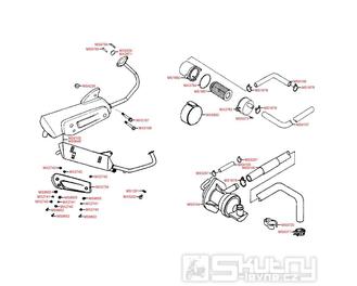 F14 Výfuk a sekundární vzduchový systém - Kymco Yager/Spacer 125 [12 kola] SH25BB