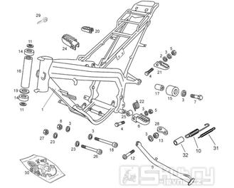 66.01 Rám, stupačky, boční stojan - Gilera SMT 50 Racing D50B0 od roku 2011 (ZAPABB00)