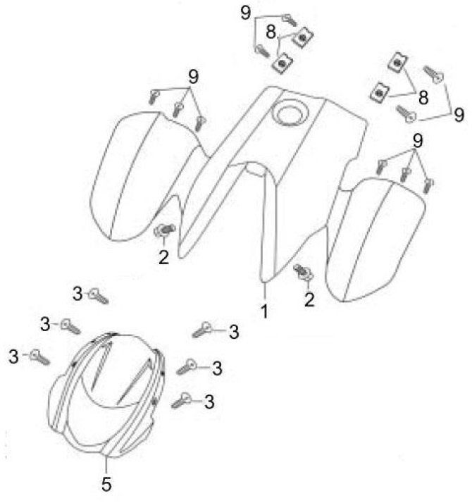 2.31 Přední plast, kapotáž, zástěrky - Gilera Oregon 250 2007-2009 (RGEYN25D5)