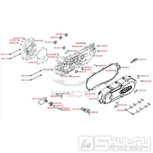 E01 Skříň klikové hřídele a kryt variátoru pro Kymco Super 8 125 [LC2U82000] (KL25CA) KC125T-B
