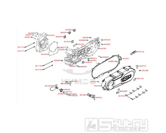 E01 Skříň klikové hřídele a kryt variátoru pro Kymco Super 8 125 [LC2U82000] (KL25CA) KC125T-B
