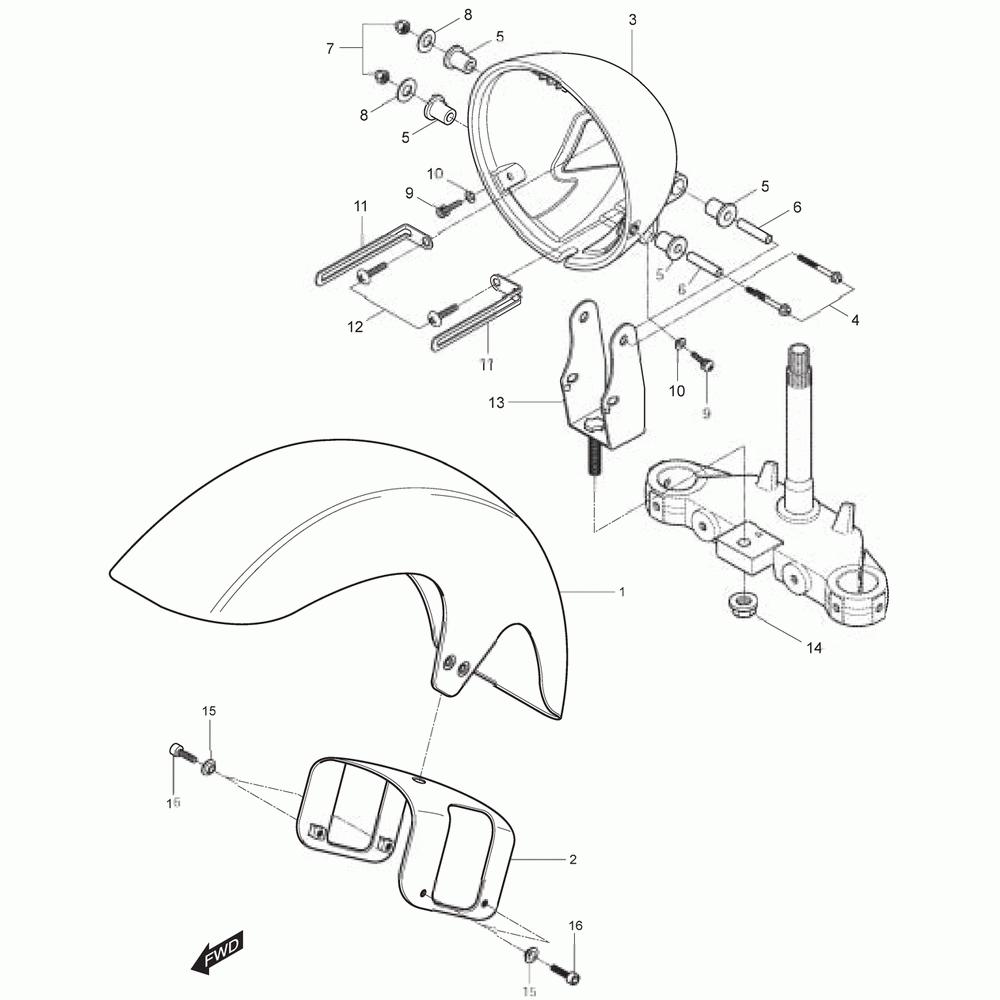 36 Přední blatník / Držák předního světla - Hyosung GT 125 N E3 (Naked)