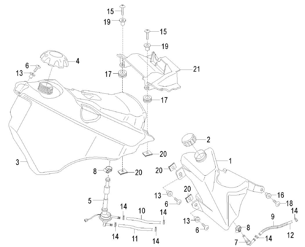 Palivová a olejová nádrž - Malaguti XSM 50 Motard 2006